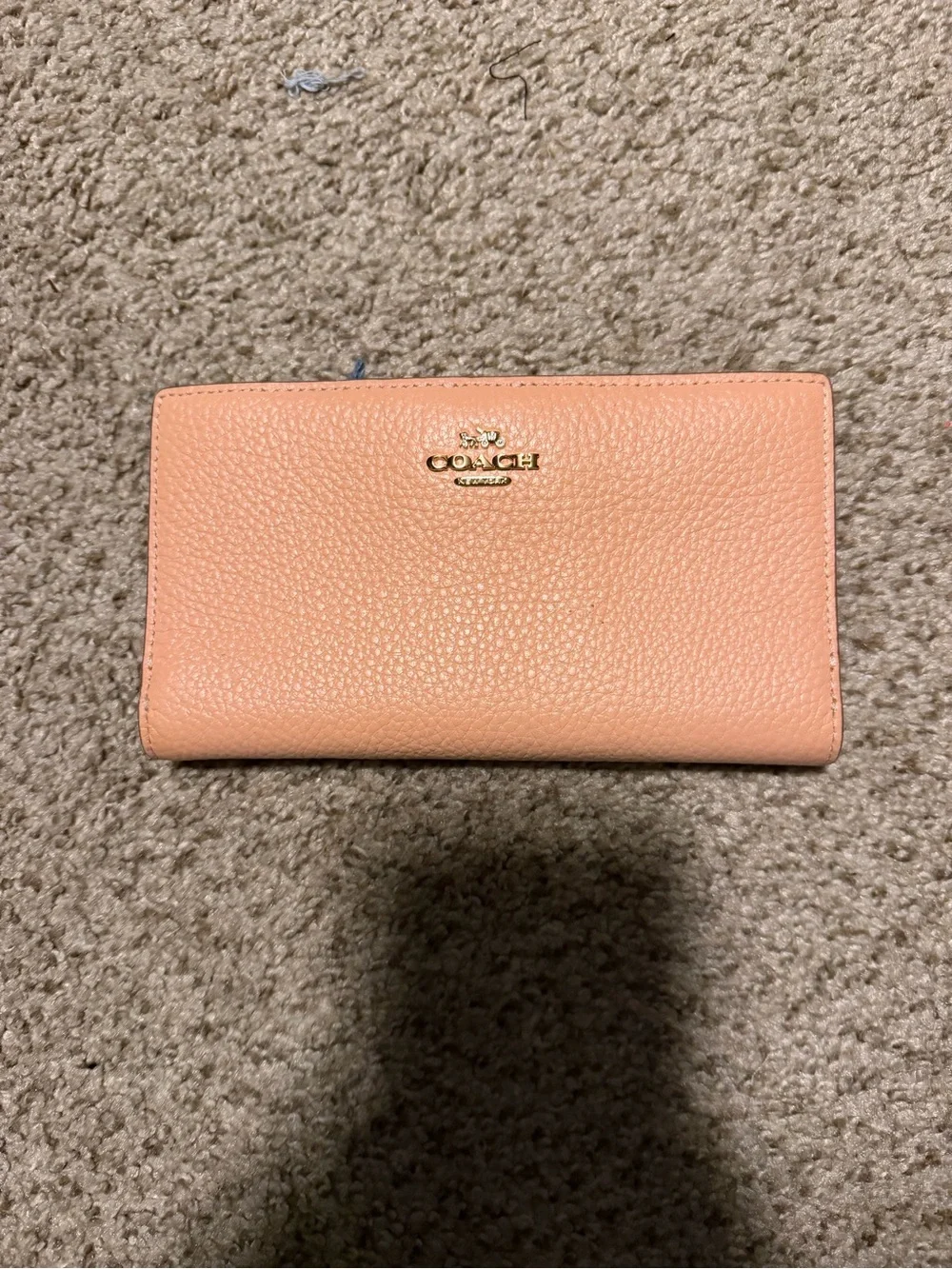 Coach Pebbled Leather Continental Wallet - Peach